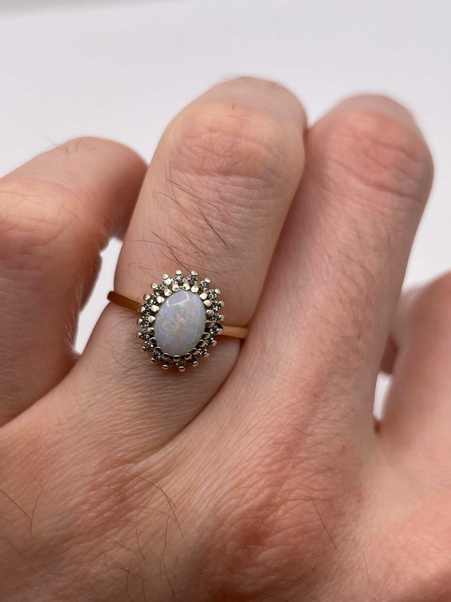 9ct gold opal and diamond ring