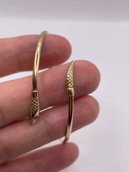 9ct gold ruby snake bangle