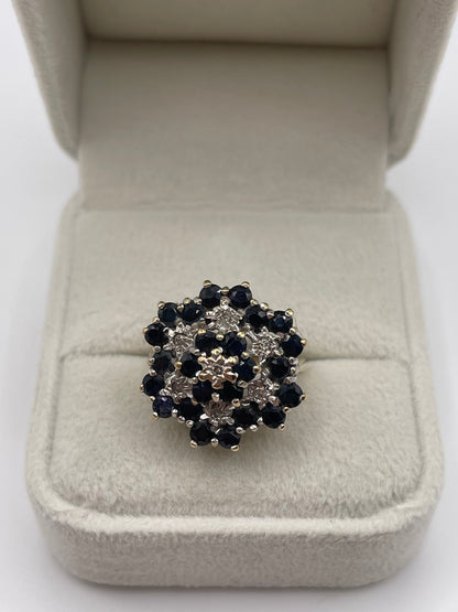 9ct gold sapphire and diamond ring