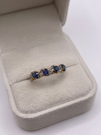 9ct gold sapphire and diamond ring