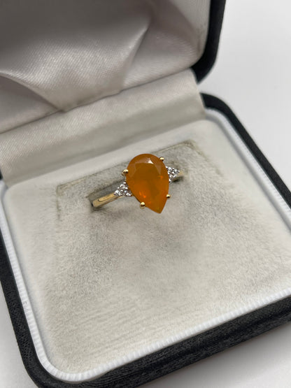 9ct gold opal and zircon ring