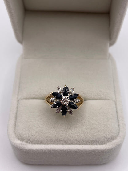 9ct gold sapphire and diamond ring