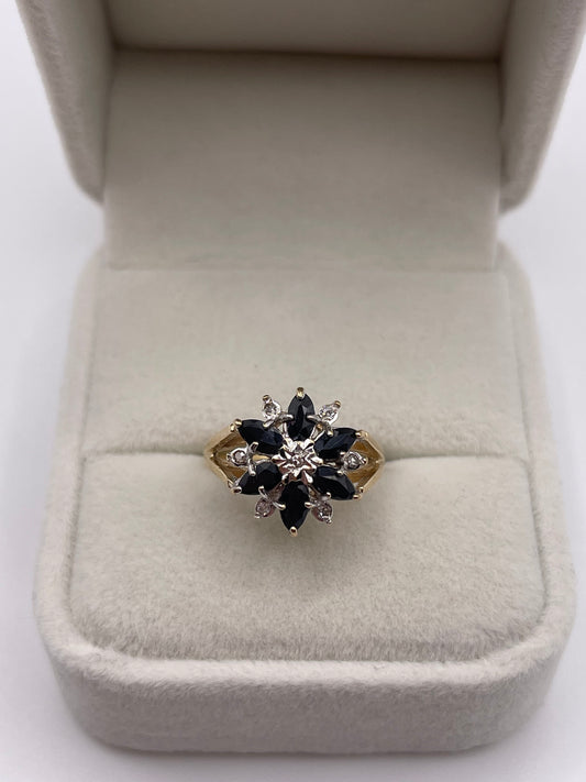 9ct gold sapphire and diamond ring