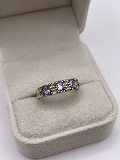9ct gold tanzanite cluster ring