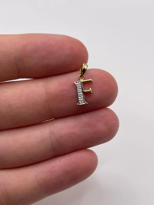 9ct gold diamond initial F pendant
