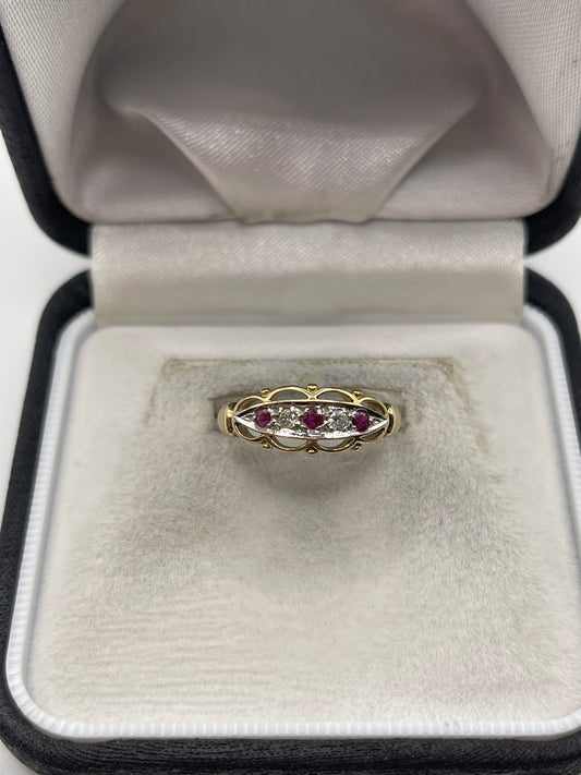 9ct gold ruby and diamond ring