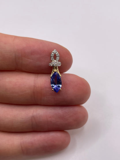 9ct gold tanzanite and diamond pendant
