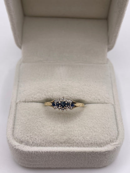 9ct gold sapphire and diamond ring