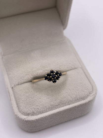 9ct gold sapphire cluster ring
