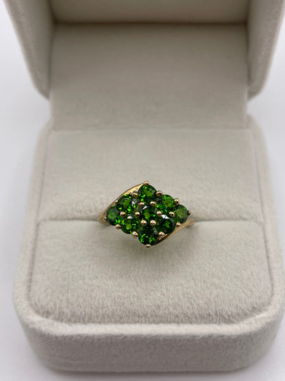 9ct gold diopside cluster ring