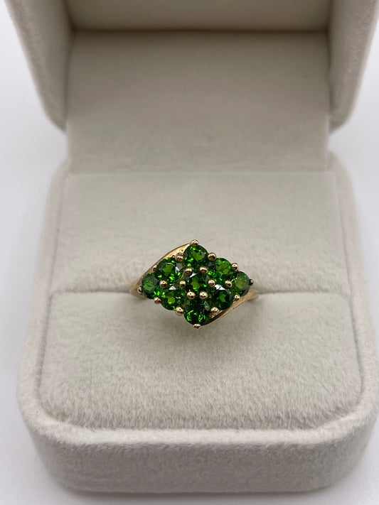 9ct gold diopside cluster ring
