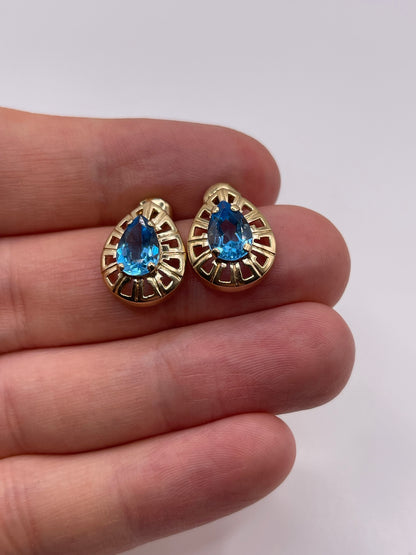 9ct gold blue topaz earrings