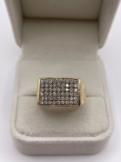 9ct gold diamond cluster signet ring