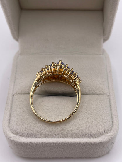 9ct gold tanzanite cluster ring