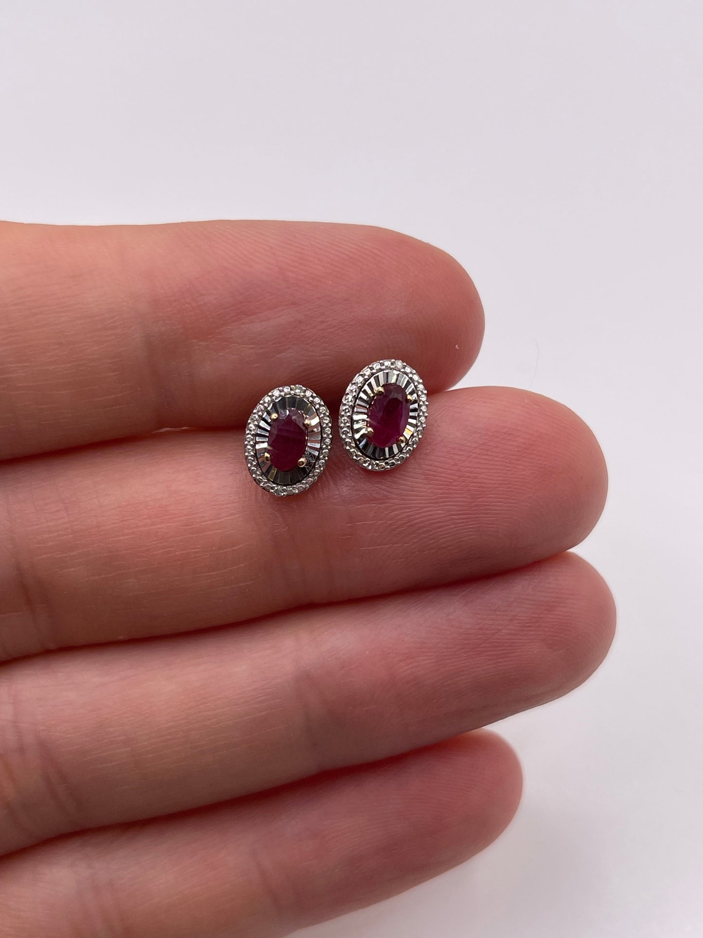 9ct gold ruby and diamond earrings