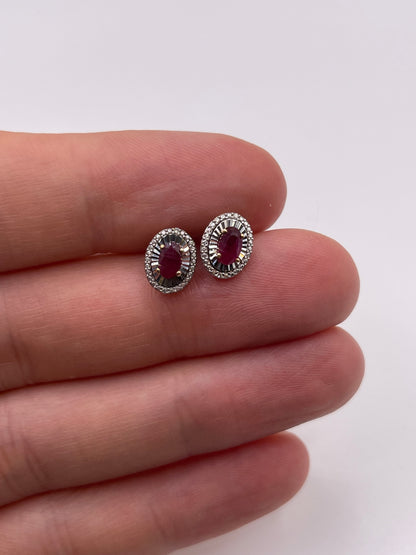 9ct gold ruby and diamond earrings
