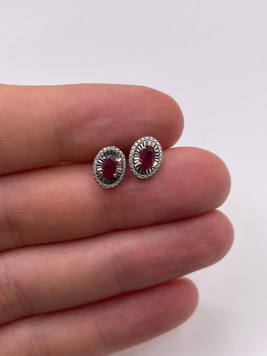 9ct gold ruby and diamond earrings