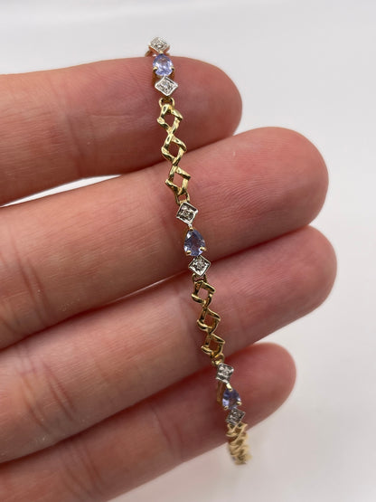 14ct gold tanzanite and diamond bracelet