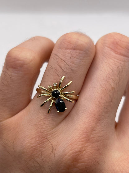 9ct gold sapphire and diamond spider ring