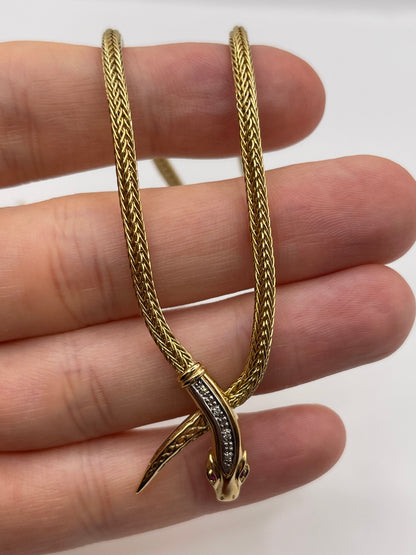 9ct gold ruby and diamond snake necklace