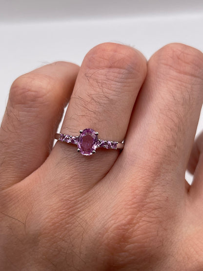 9ct white gold pink sapphire ring