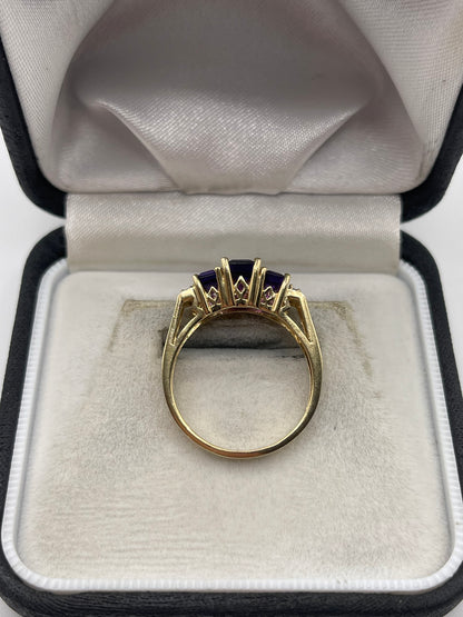 14ct gold amethyst and diamond ring