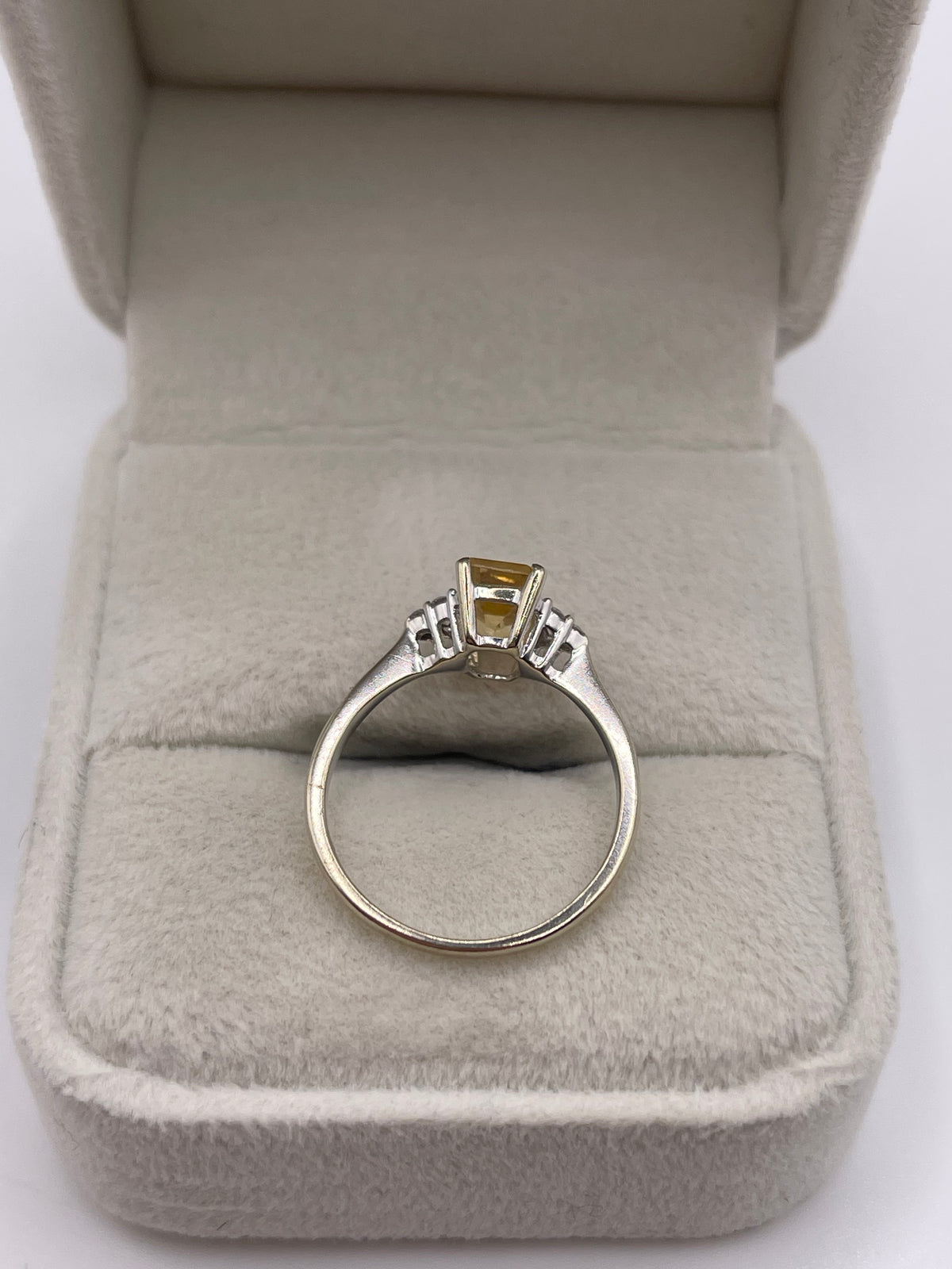 9ct white gold citrine and diamond ring