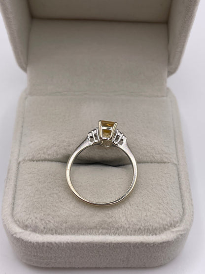 9ct white gold citrine and diamond ring