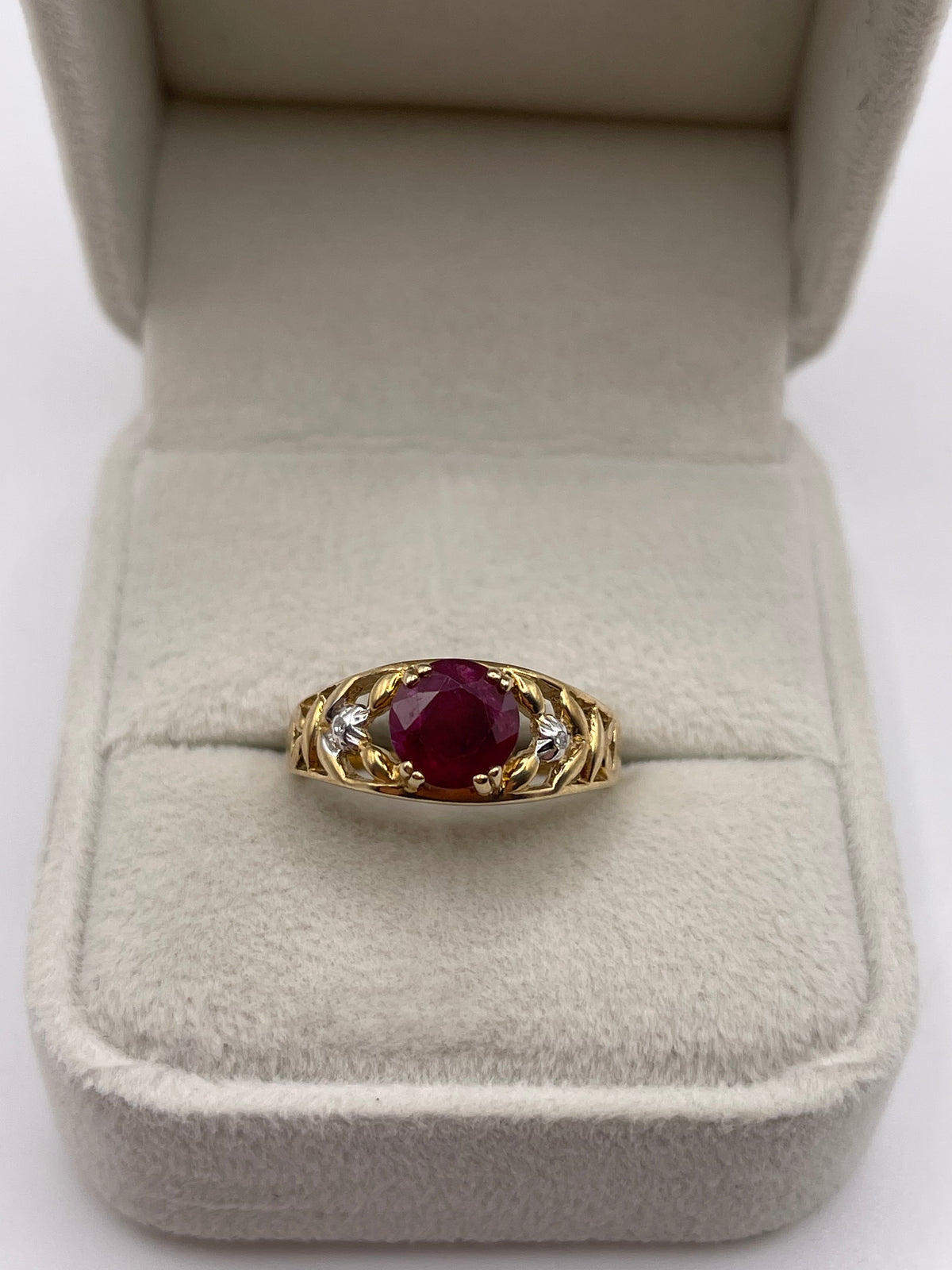 9ct gold ruby and diamond ring