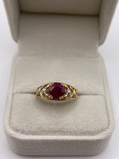 9ct gold ruby and diamond ring