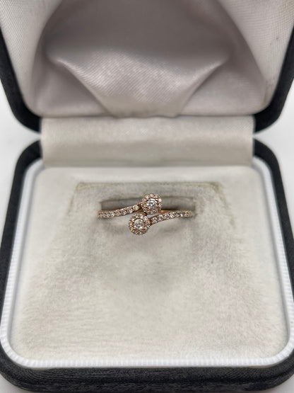 9ct rose gold diamond cluster ring