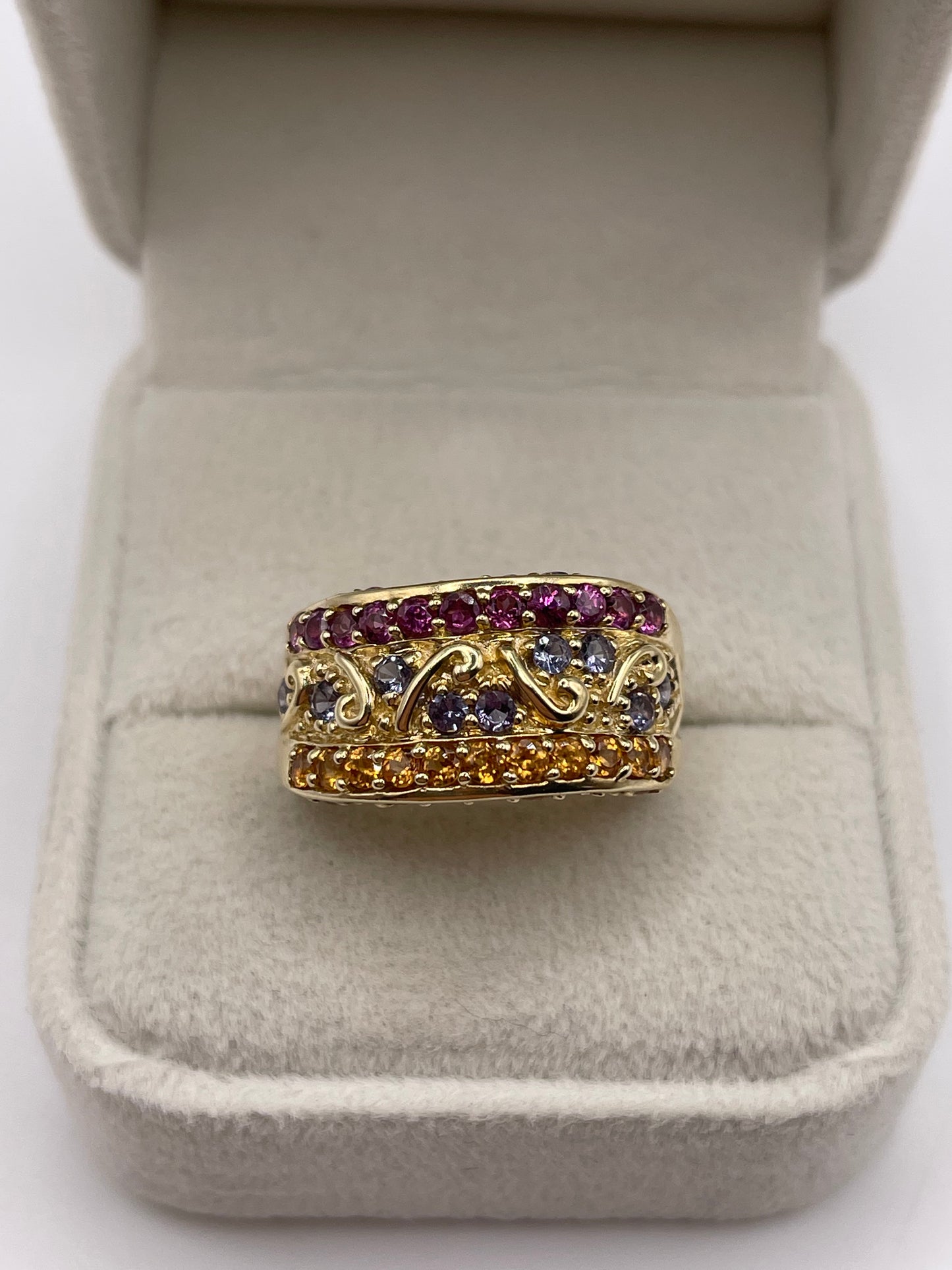 9ct gold multi gemstone ring
