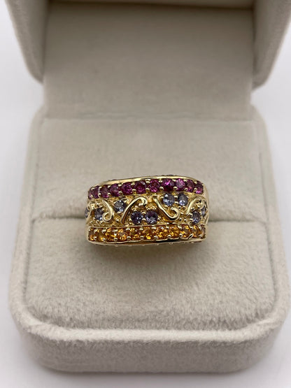 9ct gold multi gemstone ring