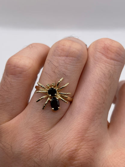 9ct gold garnet and diamond spider ring