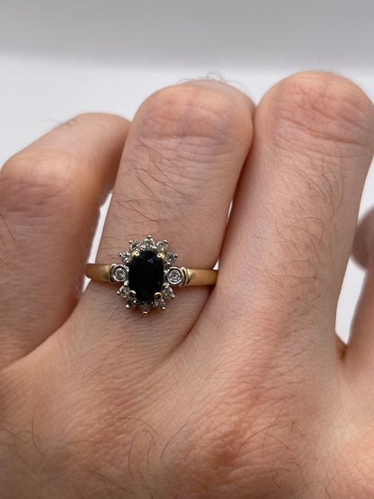 9ct gold sapphire and diamond ring