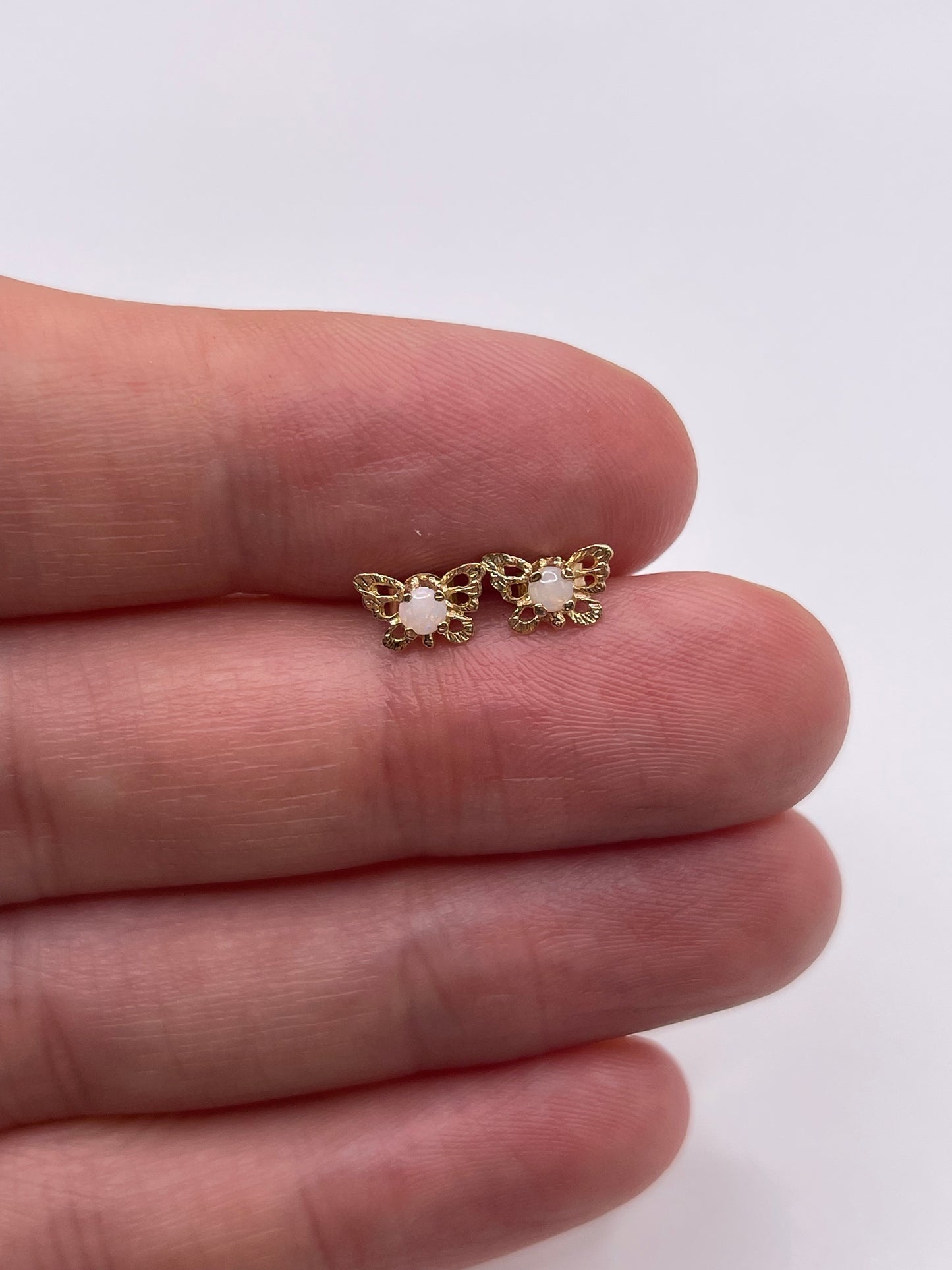 9ct gold opal butterfly earrings
