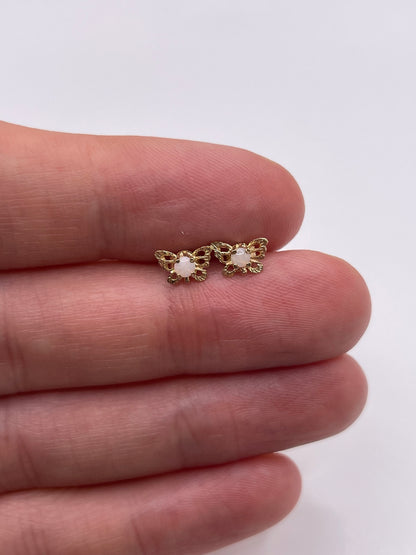 9ct gold opal butterfly earrings
