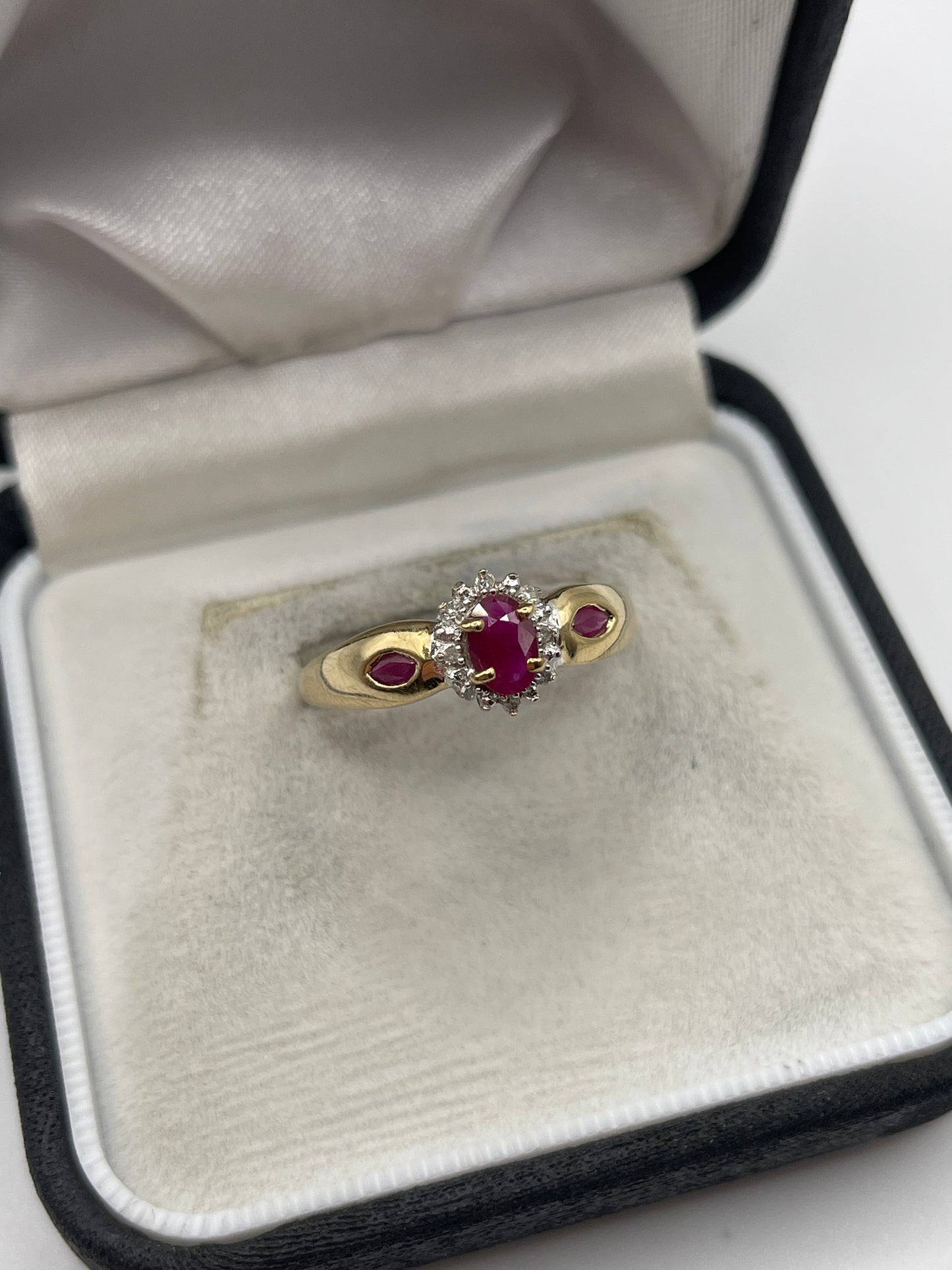 9ct gold ruby and diamond ring