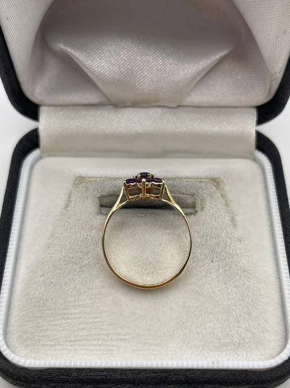 9ct gold amethyst cluster ring