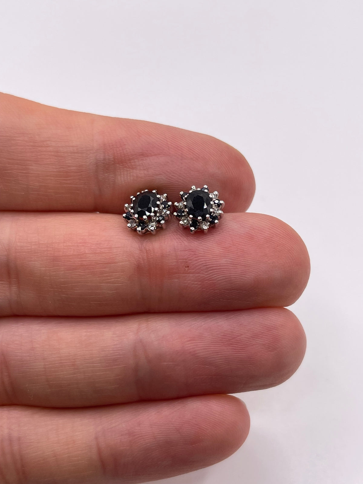 9ct gold sapphire and diamond earrings