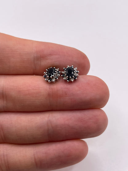 9ct gold sapphire and diamond earrings