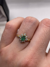 Load image into Gallery viewer, 9ct gold emerald and cz ring
