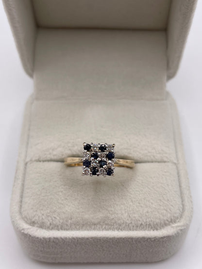 9ct gold sapphire and diamond ring