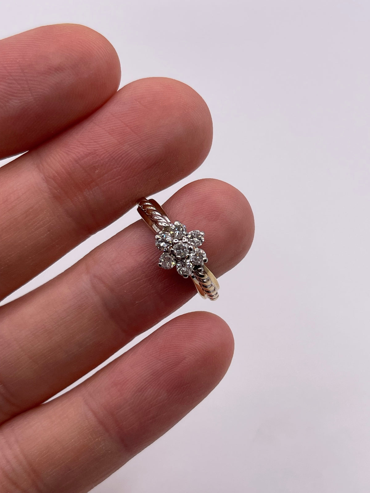 9ct two tone gold diamond cluster ring