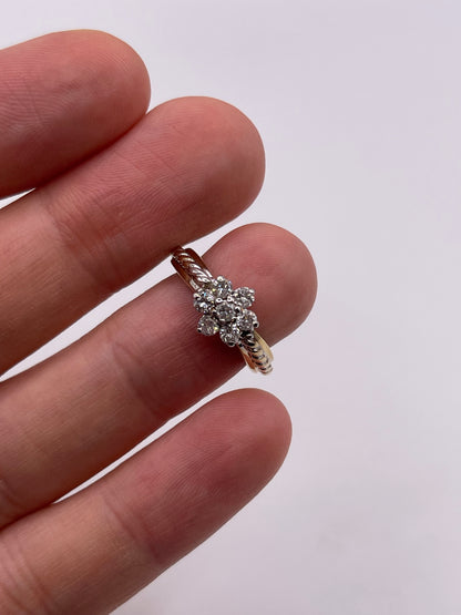 9ct two tone gold diamond cluster ring