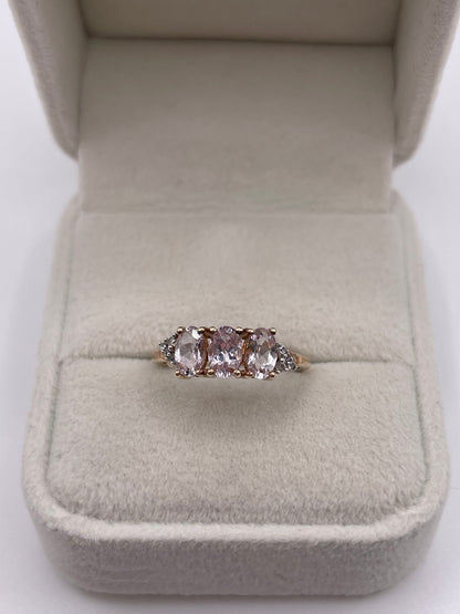 9ct gold morganite and zircon ring