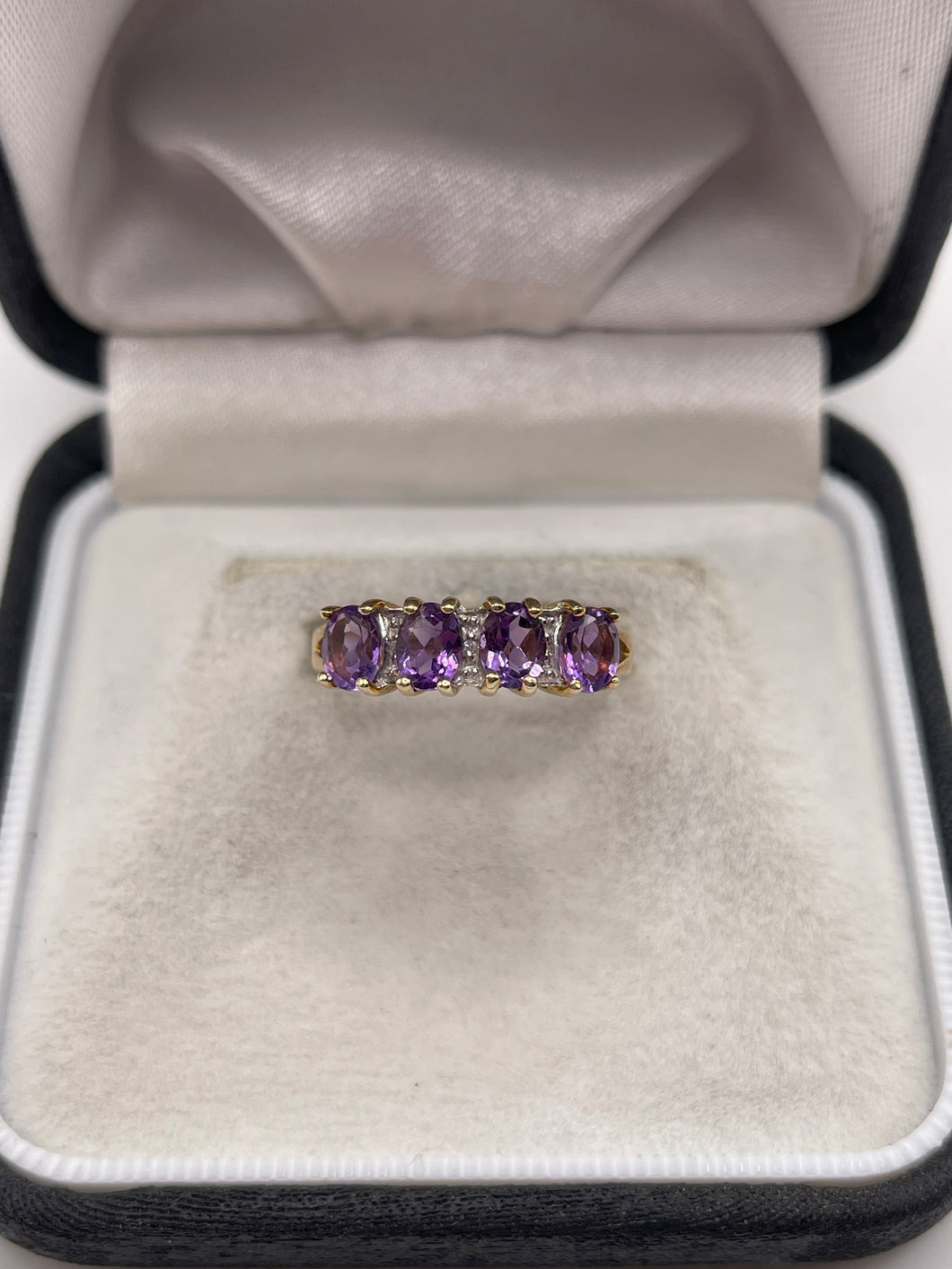 9ct gold amethyst and diamond ring