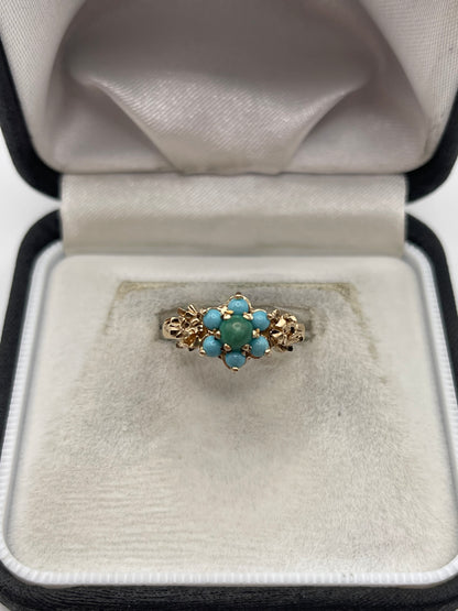 9ct gold turquoise cluster ring