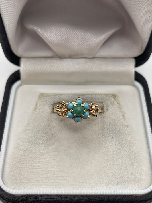 9ct gold turquoise cluster ring