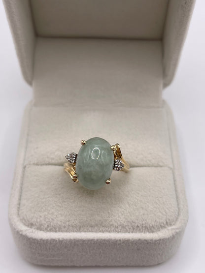 9ct gold jade and diamond ring